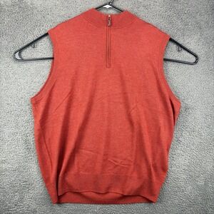 Culwell & Son Men's XXL Red 100% Merino Wool Quarter Zip Sleeveless Vest Sweater